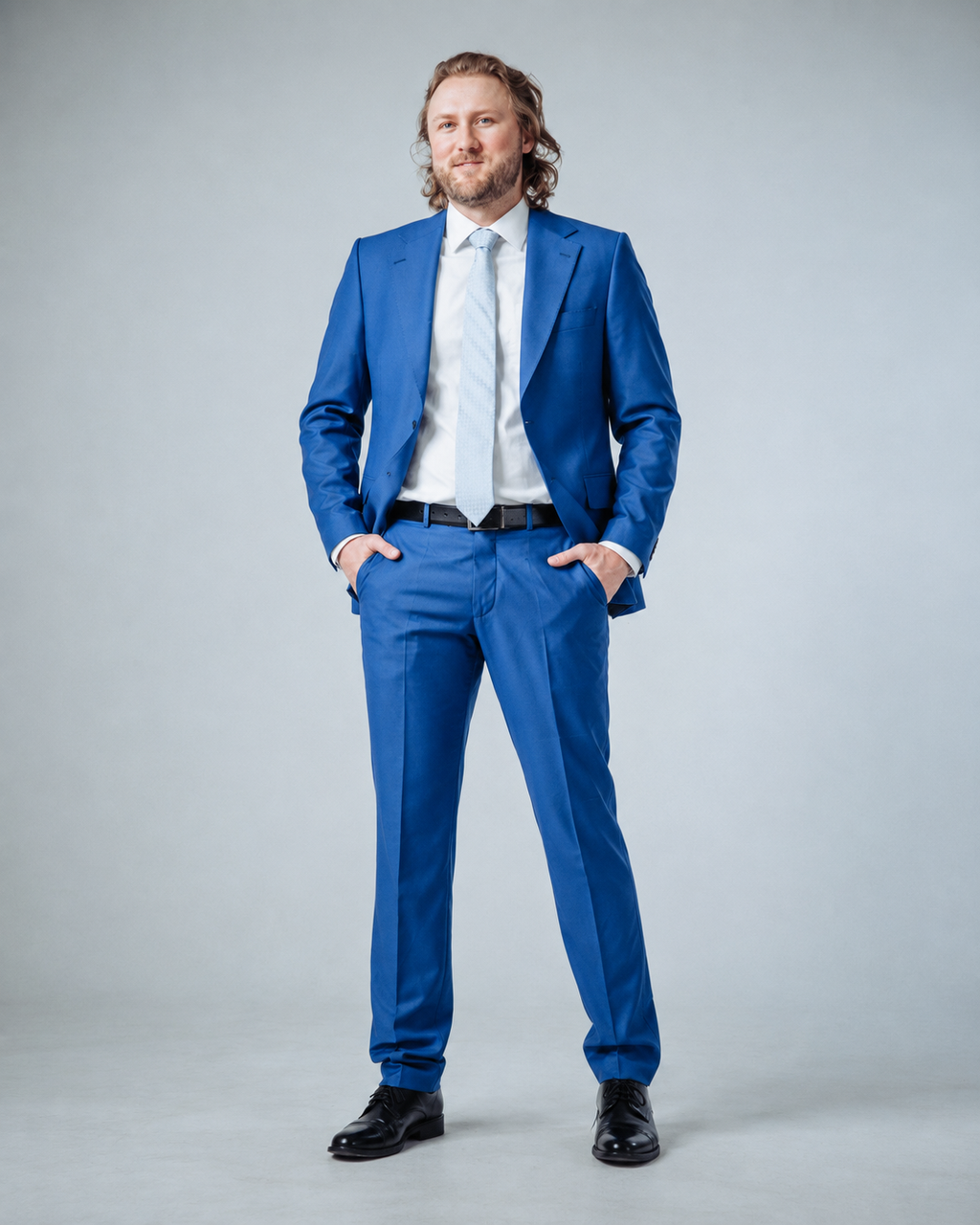 Tailored fit AV1 (pure S150’ wool) suit LIGHT BLUE