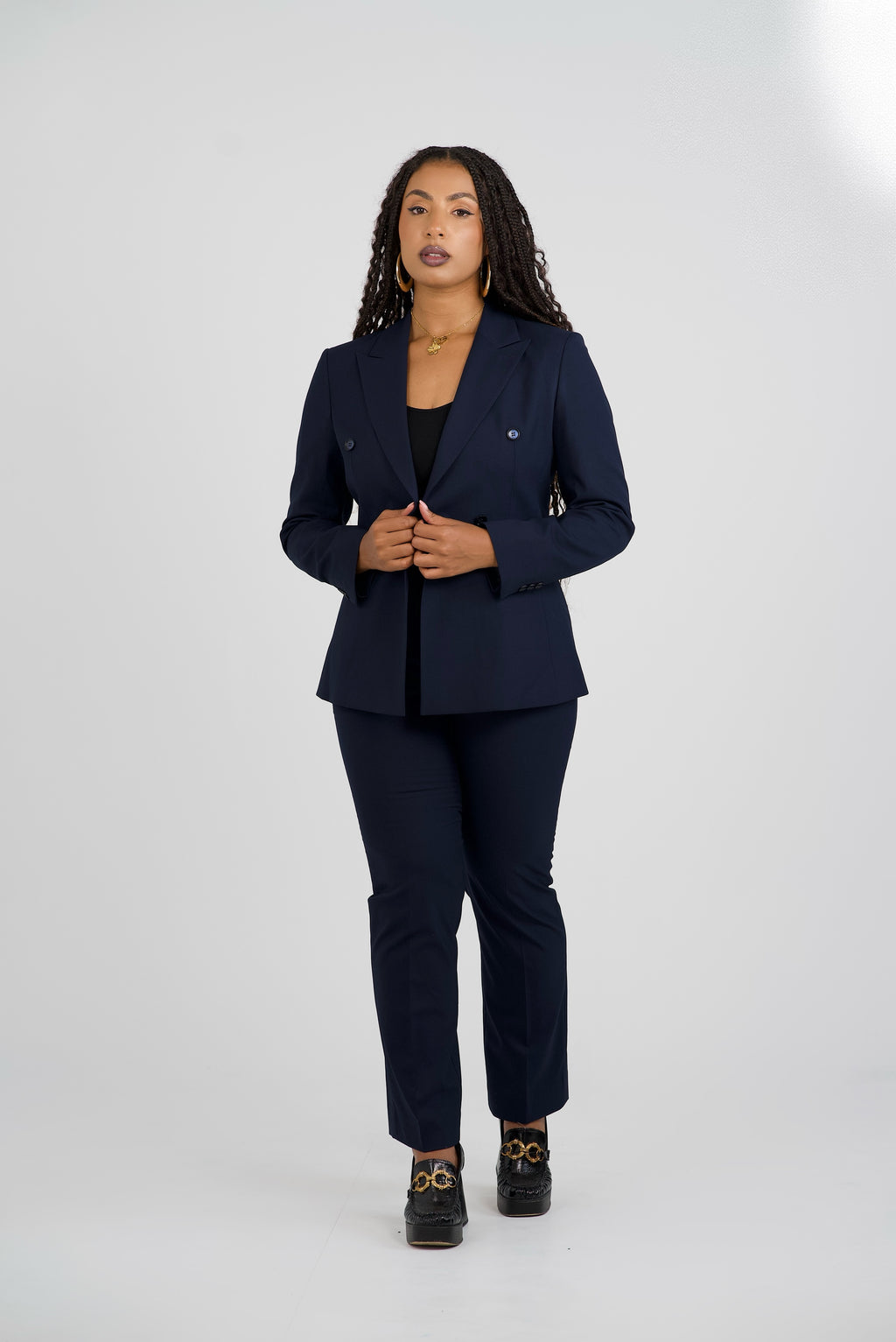 Tailored fit AV1 suit/NAVY BLEU